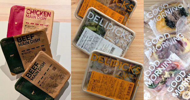 左からナッシュ3食・デリピックス弁当3食・オープンサンド3食が並んでいるコラージュ画像